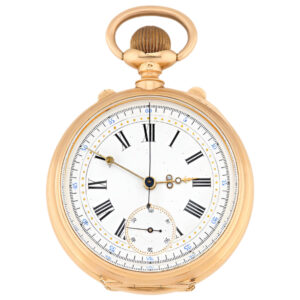 French 18K gold lever watch with chronograph Circa 1920
