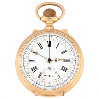 French 18K gold lever watch with chronograph Circa 1920