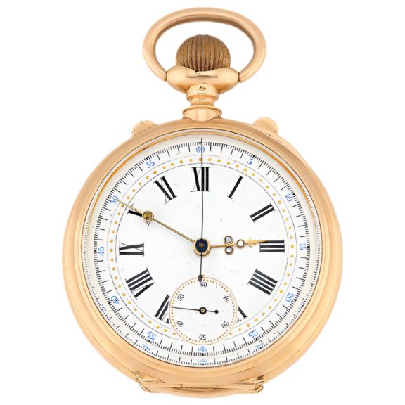 French 18K gold lever watch with chronograph Circa 1920