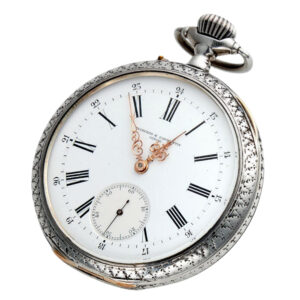 Swiss chased silver open faced lever pocket watch Circa 1901