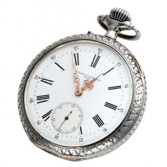 Swiss chased silver open faced lever pocket watch Circa 1901