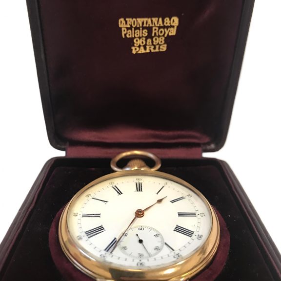 French 18K gold manual winding open faced watch Circa 1893 French 18K gold manual winding open faced watch Circa 1893