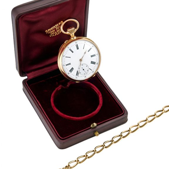 French 18K gold manual winding open faced watch Circa 1893 French 18K gold manual winding open faced watch Circa 1893