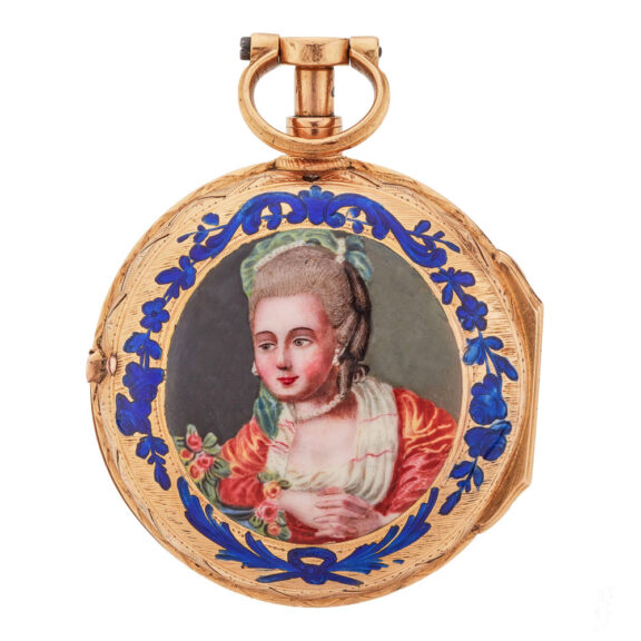 French gold and enamel verge with lady’s portrait 1770 French gold and enamel verge with lady’s portrait 1770