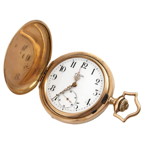 Swiss 18K rose gold hunting cased pocket watch Circa 1883