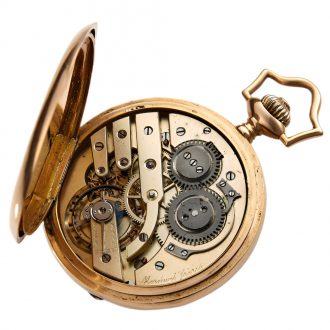 Swiss 18K rose gold hunting cased pocket watch Circa 1883