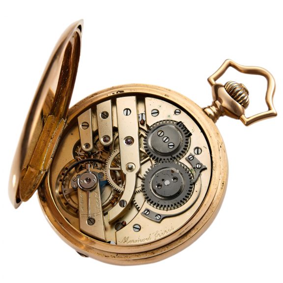 Swiss 18K rose gold hunting cased pocket watch Circa 1883 Swiss 18K rose gold hunting cased pocket watch Circa 1883