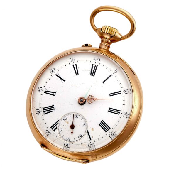 Swiss 18 carat rose gold open faced pocket watch Circa 1900