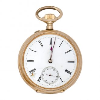 French 18 carat gold open faced pocket watch Circa 1919