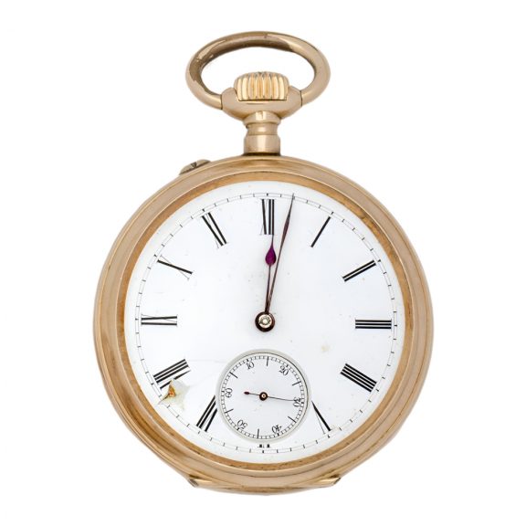 French 18 carat gold open faced pocket watch Circa 1919