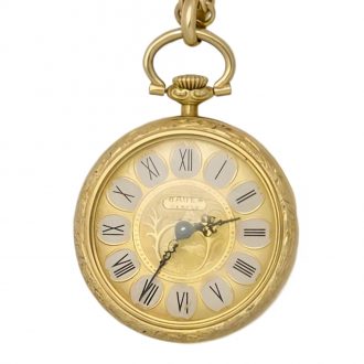 Fine Swiss 18 carat gold pendant watch with chain Circa 1900