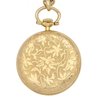 Fine Swiss 18 carat gold pendant watch with chain Circa 1900