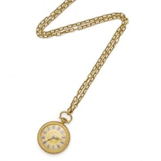 Fine Swiss 18 carat gold pendant watch with chain Circa 1900