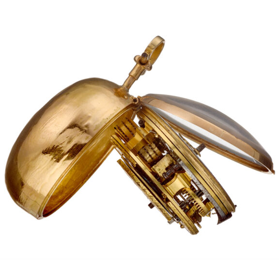 A English verge in 20 carat gold repousse pair cases Circa 1760 A English verge in 20 carat gold repousse pair cases Circa 1760