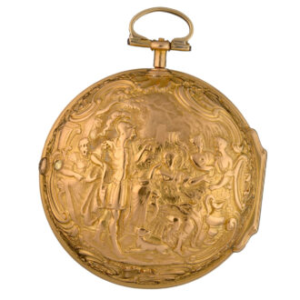 A English verge in 20 carat gold repousse pair cases Circa 1760