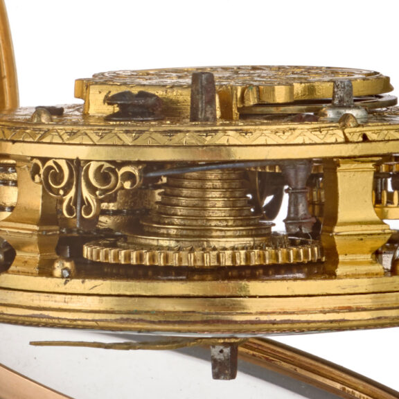 A English verge in 20 carat gold repousse pair cases Circa 1760 A English verge in 20 carat gold repousse pair cases Circa 1760