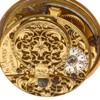 A English verge in 20 carat gold repousse pair cases Circa 1760