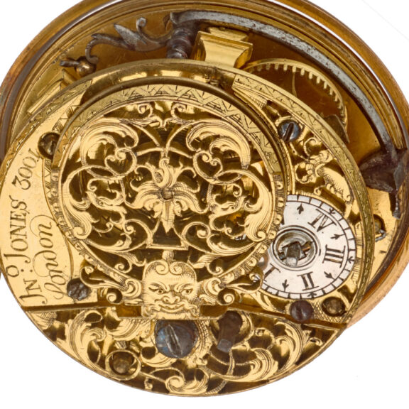 A English verge in 20 carat gold repousse pair cases Circa 1760 A English verge in 20 carat gold repousse pair cases Circa 1760