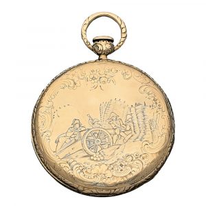 Swiss gold hunting cased quarter repeating watch Circa 1850