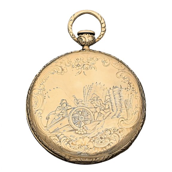 Swiss gold hunting cased quarter repeating watch Circa 1850
