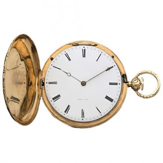 Swiss gold hunting cased quarter repeating watch Circa 1850