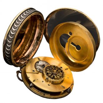 French gilt and silver key wind verge pocket watch Circa 1806