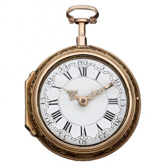 English gold repoussé quarter repeating pocket watch Circa 1750