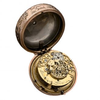 English gold repoussé quarter repeating pocket watch Circa 1750
