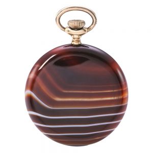 Swiss gold and agate set open faced lever watch Circa 1910