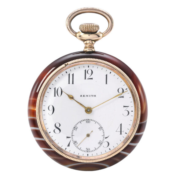 Swiss gold and agate set open faced lever watch Circa 1910 Swiss gold and agate set open faced lever watch Circa 1910