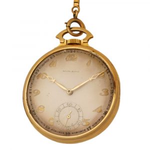 Swiss gold pocket watch with matching chain Circa 1925