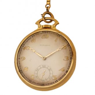 Swiss gold pocket watch with matching chain Circa 1925