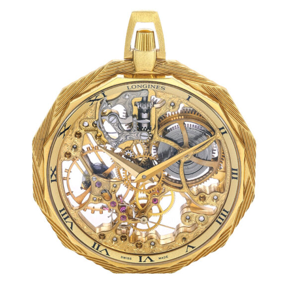 Fine and rare Swiss gold skeletonized open faced watch Circa 1975