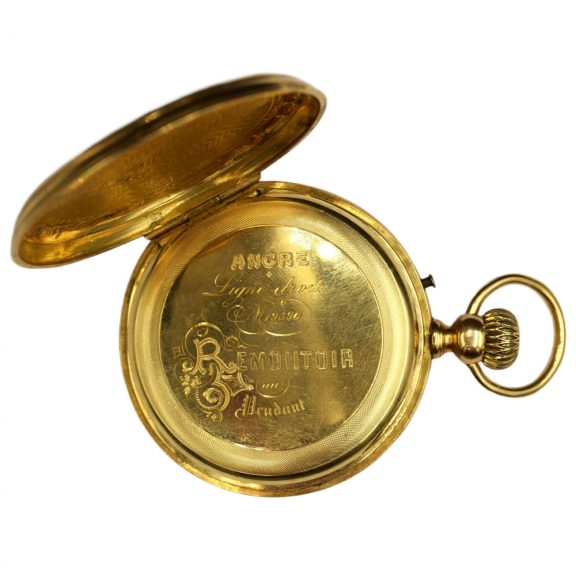 Swiss 18 carat gold lever hunting cased watch Circa 1900 Swiss 18 carat gold lever hunting cased watch Circa 1900