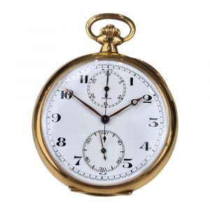 Swiss 18K gold chronograph pocket watch Circa 1943