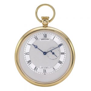 Yellow gold Swiss open faced keyless watch Circa 1990