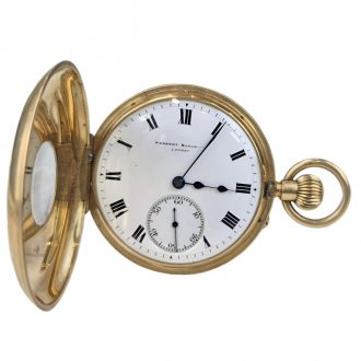 English 18K gold half hunting cased lever watch Circa 1910