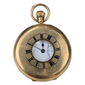 English 18K gold half hunting cased lever watch Circa 1910