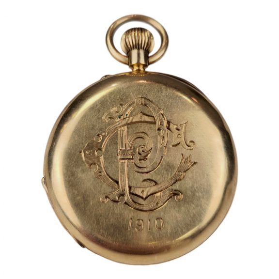 English 18K gold half hunting cased lever watch Circa 1910 English 18K gold half hunting cased lever watch Circa 1910