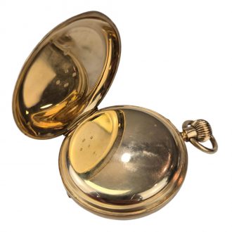 English 18K gold half hunting cased lever watch Circa 1910