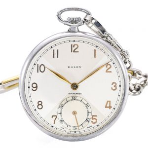 Fine Swiss stainless steel open faced pocket watch Circa 1940