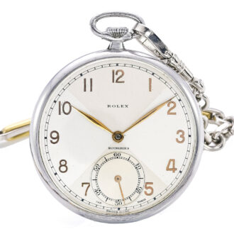 Fine Swiss stainless steel open faced pocket watch Circa 1940