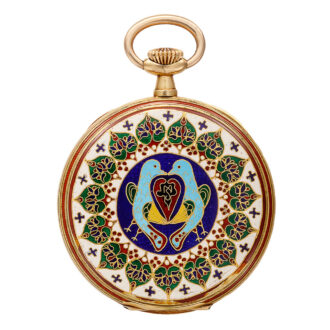 Swiss gold champlevé enamel Art Deco watch Circa 1930