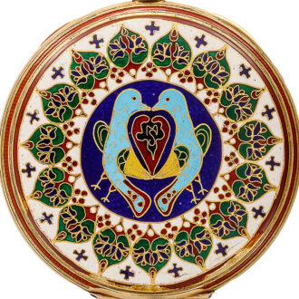 Swiss gold champlevé enamel Art Deco watch Circa 1930