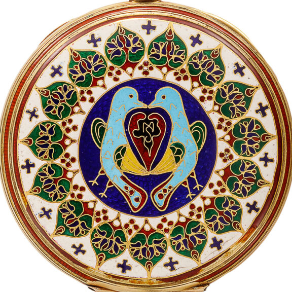 Swiss gold champlevé enamel Art Deco watch Circa 1930 Swiss gold champlevé enamel Art Deco watch Circa 1930