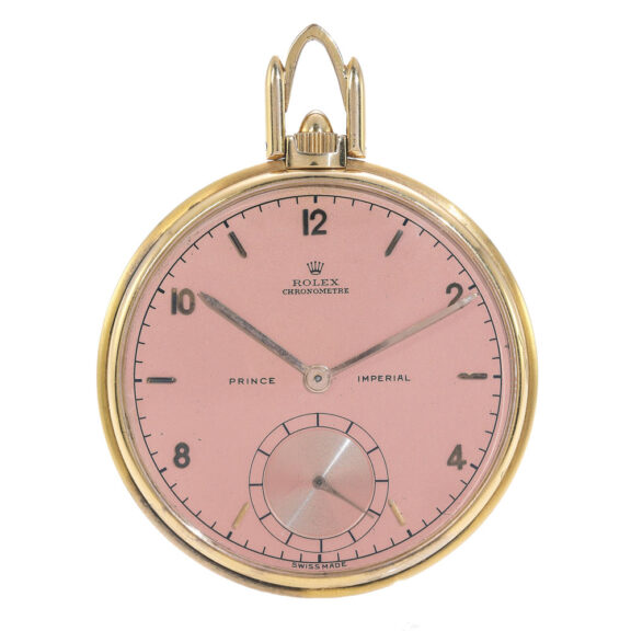 Rare Swiss 18K pink gold open faced lever watch Circa 1945