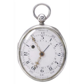French fine and unusual oval silver verge watch Circa 1790