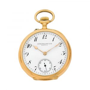 Swiss 18K gold open faced keyless pocket watch Circa 1910