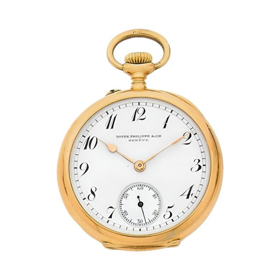 Swiss 18K gold open faced keyless pocket watch Circa 1910