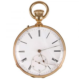 French 18K gold open faced lever pocket watch Circa 1900